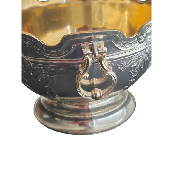 Vintage Silver Plated Ornate Candy Dish with 2 Handles  Japan Tarnish Resistant - Picture 4 of 10